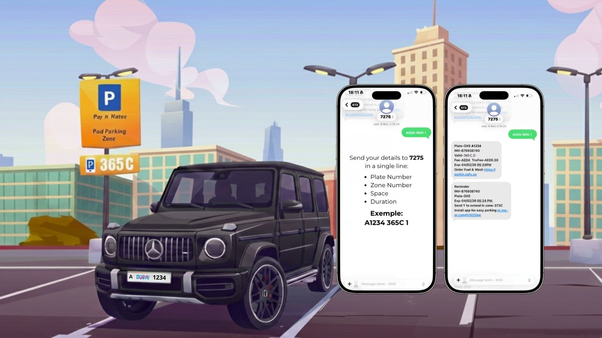 parkeren betalen in Dubai per sms