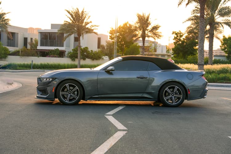 Rent GRAY FORD MUSTANG 2024 2024 in Dubai - Side Profile