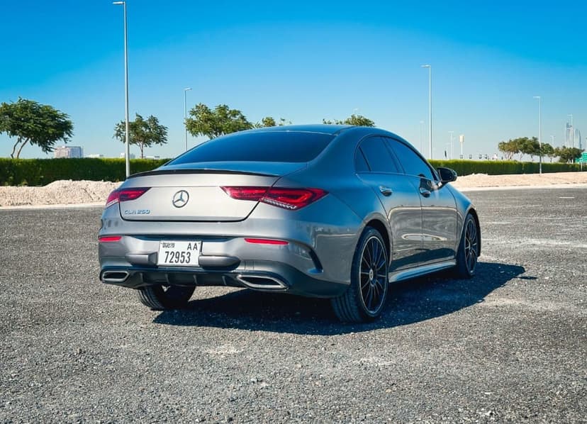Rent Gray Mercedes-Benz CLA 250 2022 2022 in Dubai - Rear View