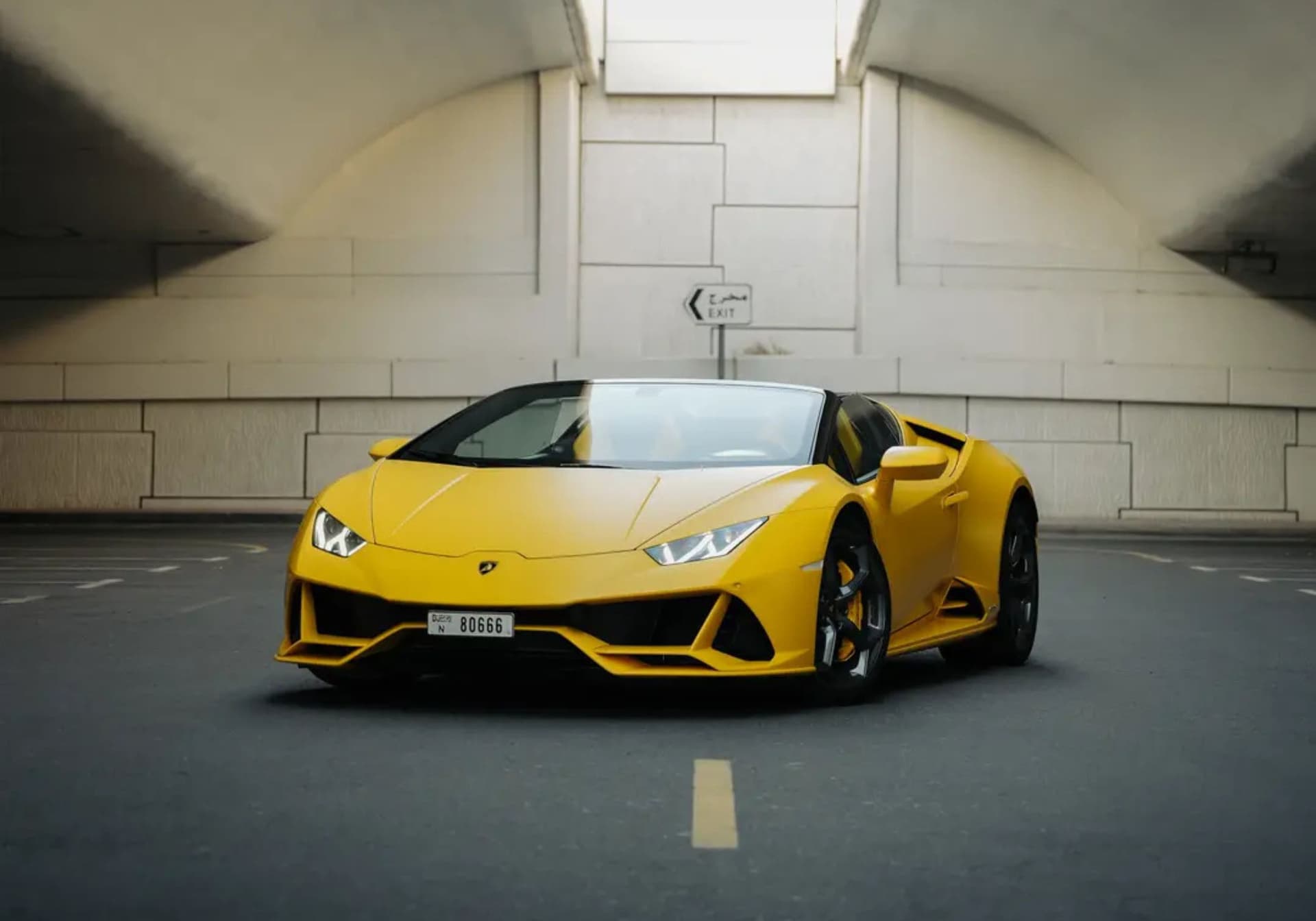 Lamborghini Huracan EVO Spyder 2024 Rental Dubai - Front View
